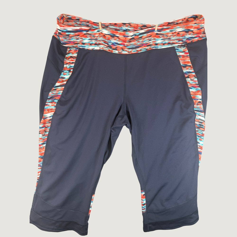 Tek Gear Capri Leggings Womens 3X Navy Blue Multi DryTek Activewear WT54A402PP